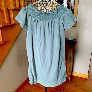 Vineyard Vines off shoulder dress. Sage green